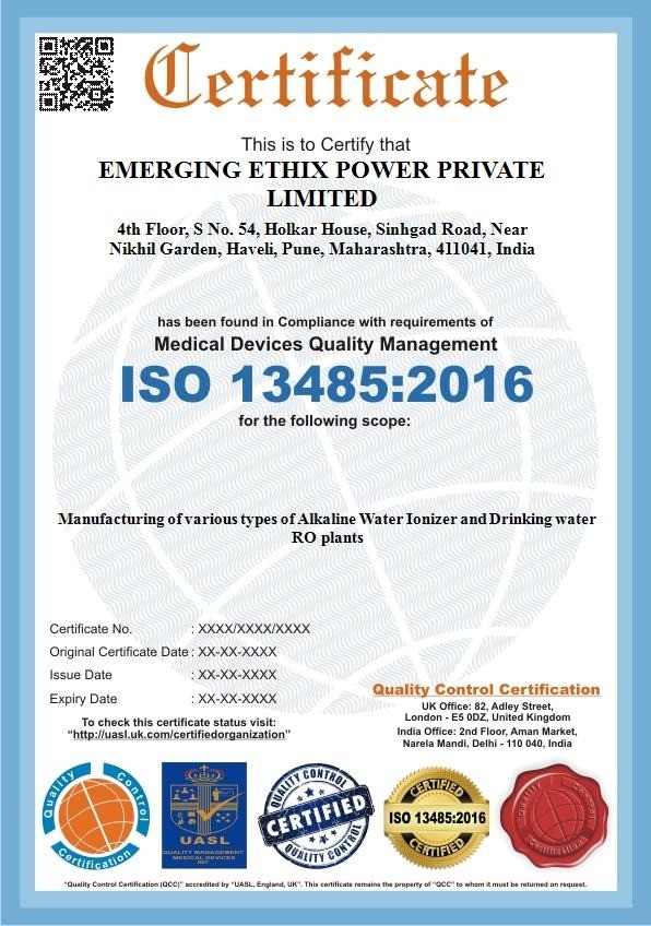 Ethix ISO certificate image