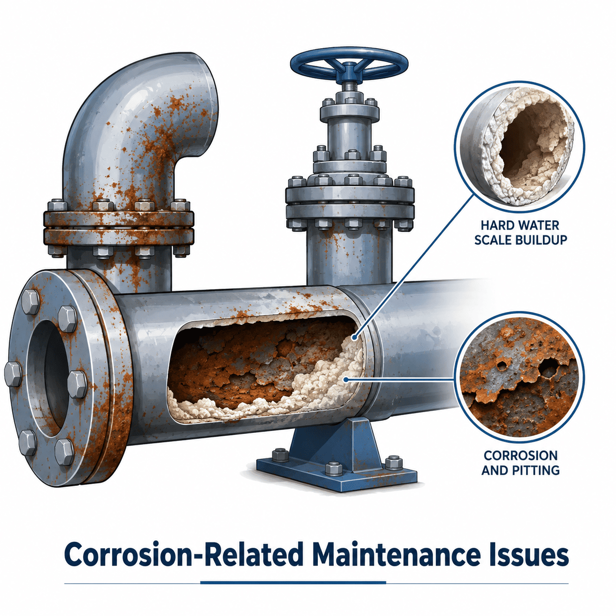 Corrosion related maintenance issues in industrial water pipeline