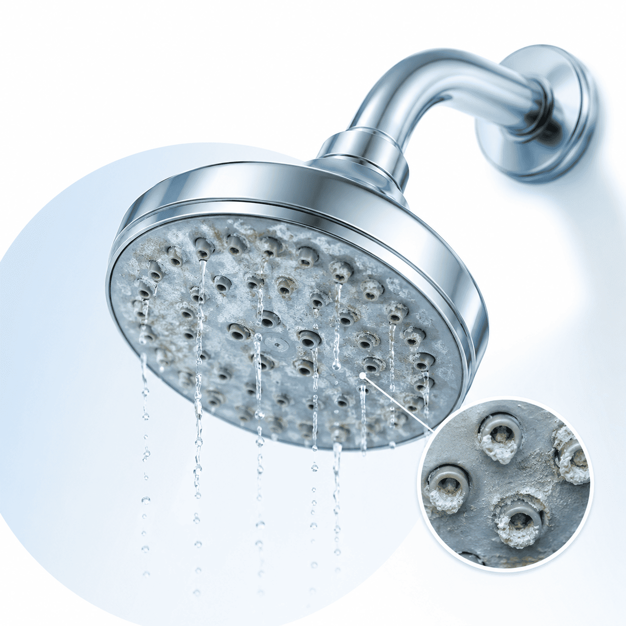 Hard water shower blockage