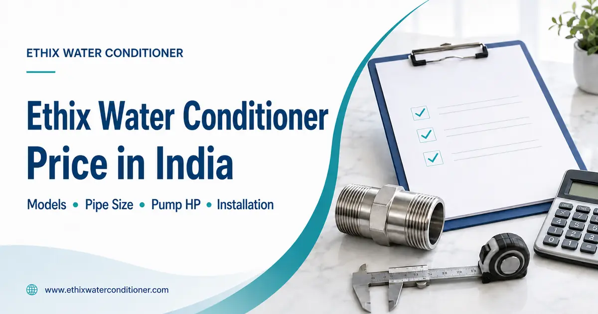 Ethix Water Conditioner price in India – models, pipe size and installation guide